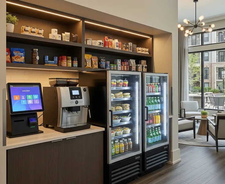 An example of an unattended retail Micro Market in an upscale apartment, showing its real-world application.
